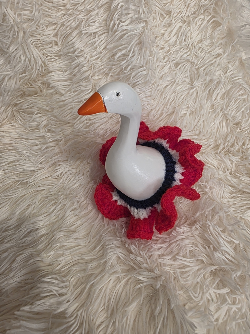 7" Desk Goose Handmade Red, White & Navy Crochet Flower Tutu